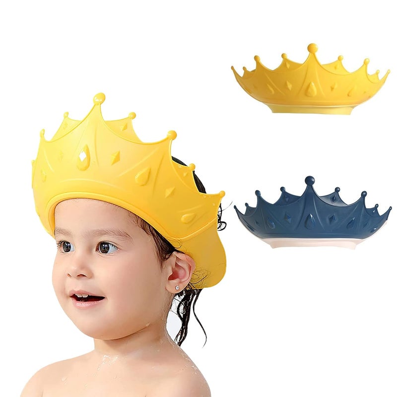 FUNUPUP 2 Pack Baby Shower Cap for Kids, Adjustable Toddler Hair Washing Bathing Shield, Shampoo Visor to Protect Eyes (Crown) - Image 1